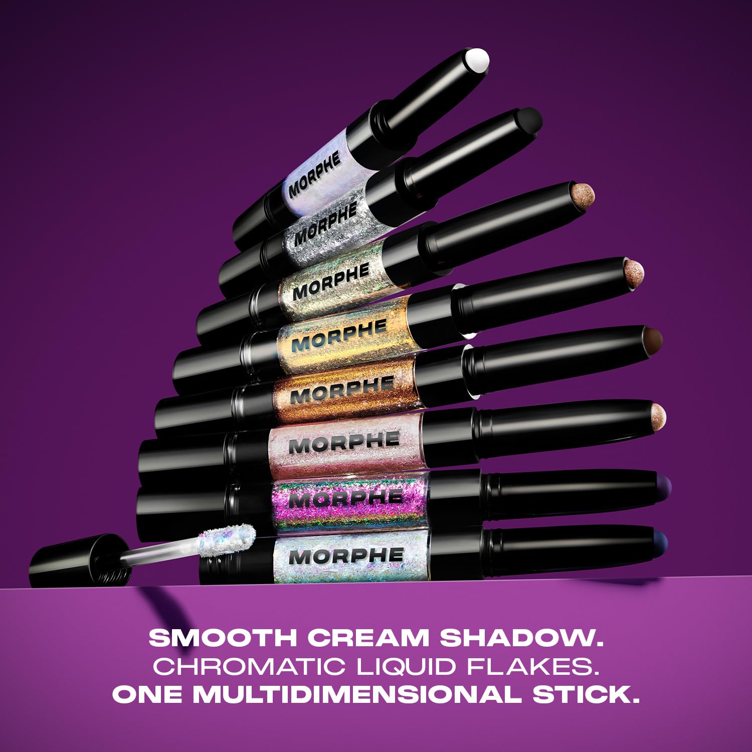 Morphe Mixed Signals Dual-Ended Eyeshadow Stick - Cream Eyeshadow Pigment & Chrome Liquid Flakes For Bold, Layered Eye Makeup Looks - Flirtatious/Faithful (0.96 Oz) : Beauty & Personal Care