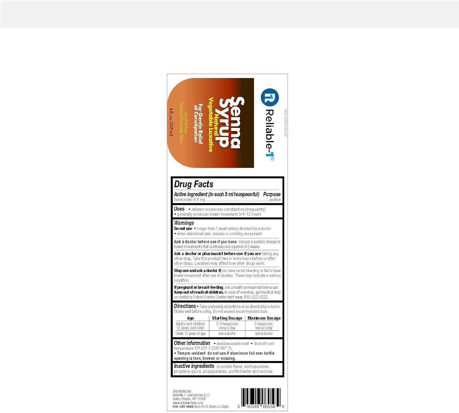 Reliable-1 Laboratories Senna Syrup 8OZ : Health & Household