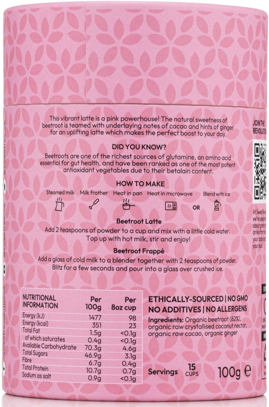 Sweet Revolution Organic Cacao Latte With Chaga Barista Blend (1 X 100G) Tub. Gluten Free, Dairy Free, Refined Sugar-Free