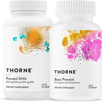 Thorne Comprehensive Prenatal Bundle: Women'S Basic Prenatal Multi & Dha - Baby’S Brain, Health Support - 30 Servings