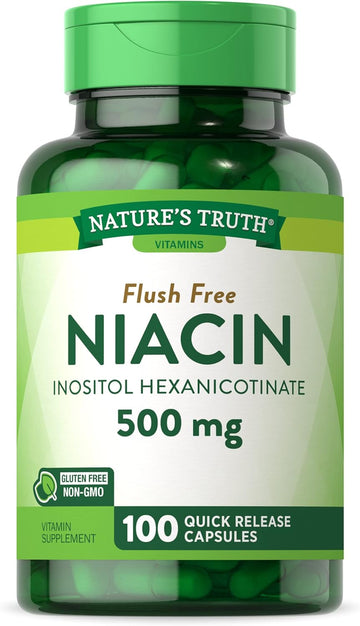 Nature'S Truth Flush Free Niacin | 500Mg | 100 Capsules | Non-Gmo & Gluten Free Supplement