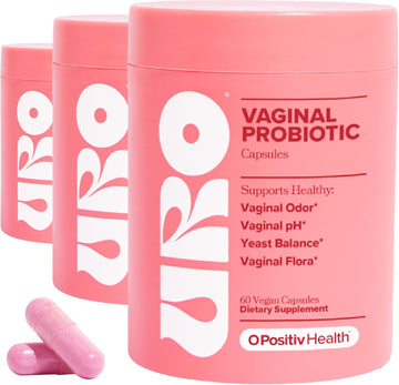Uro Vaginal Probiotics For Women Ph Balance With Prebiotics & Lactobacillus Blend - Womens Health Supplement - Promote Healthy Vaginal Odor & Vaginal Flora, 60 Count (Pack Of 3)