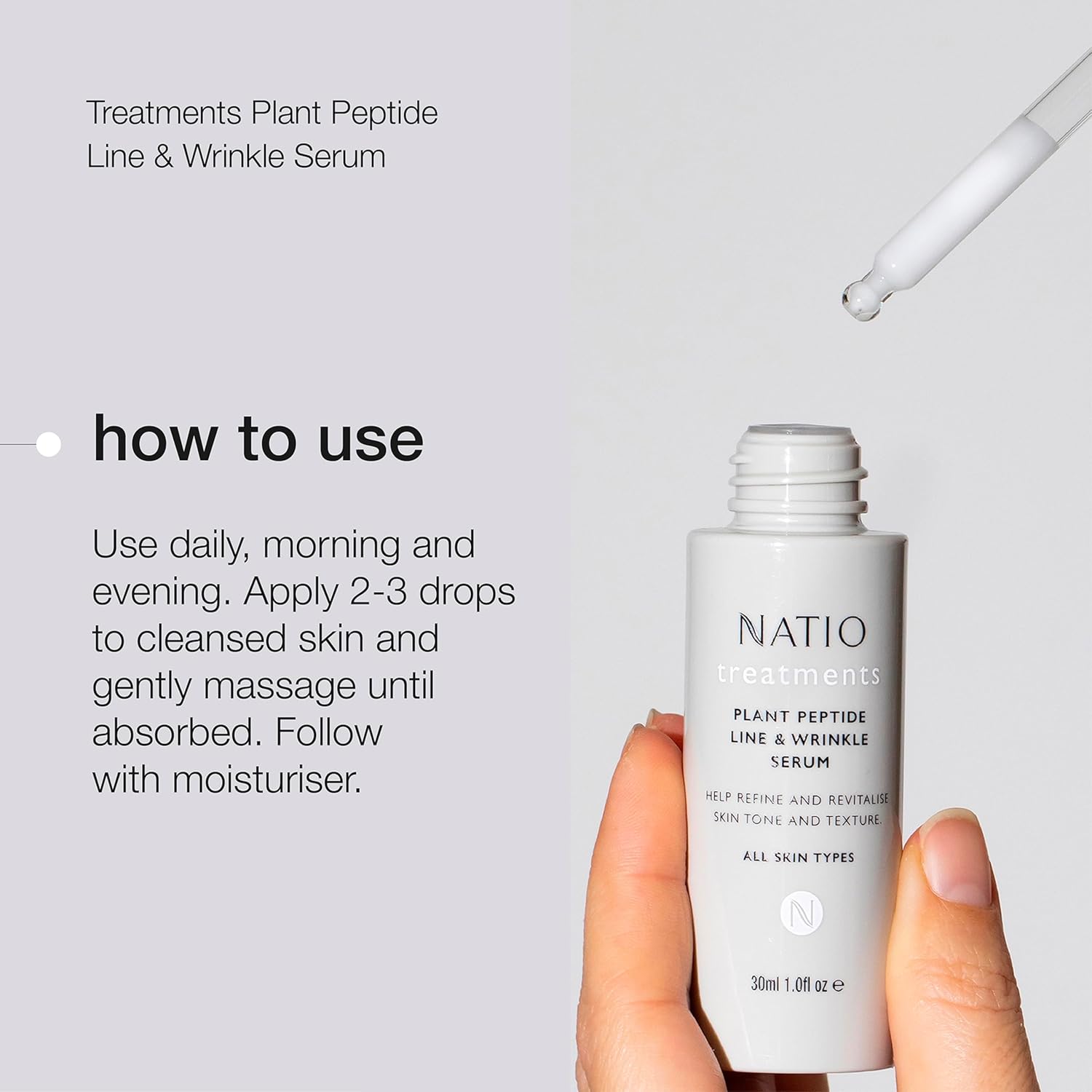 Natio Australia Treatments Plant Peptide Line and Wrinkle Serum, 30 ml - Anti Aging Ceramide Serum - Daily Serum for Face to Revitalise Skin Texture : Amazon.co.uk: Beauty