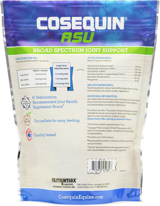 Nutramax Cosequin Asu Pellets Joint Health Supplement For Horses - Pellets With Glucosamine And Chondroitin, 1420 Grams
