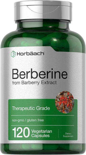 Horbaach Berberine Supplement | 120 Capsules | Berberine Hcl From Barberry Extract | Non-Gmo, Gluten Free