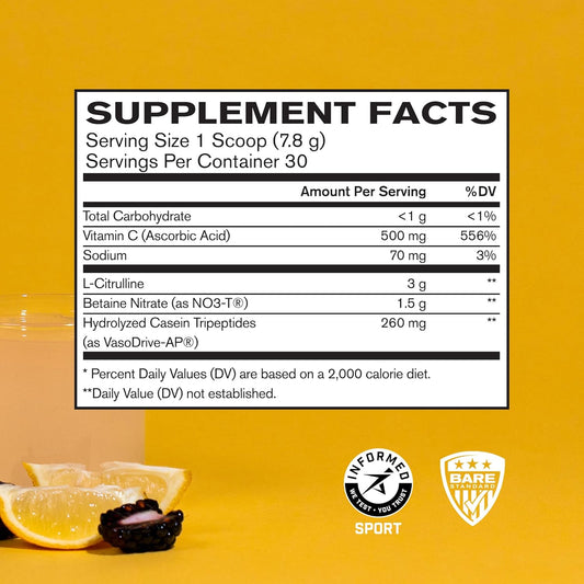 Bare Performance Nutrition, Bpn Endo Pump Pre-Workout Muscle Pump Enhancer, Increased Blood Flow/Oxygen Transport To Muscles, Blackberry Lemonade