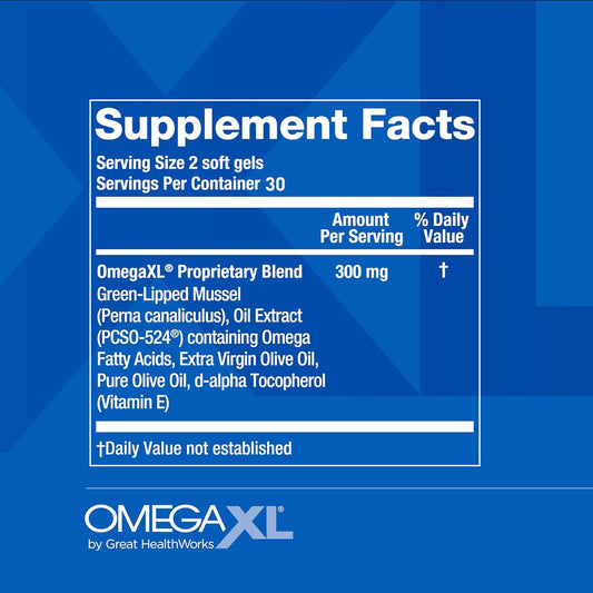 Omegaxl Joint Support Supplement, For Relief - Natural Muscle Support, Green Lipped Mussel Oil, Soft Gel Pills, Drug-Free