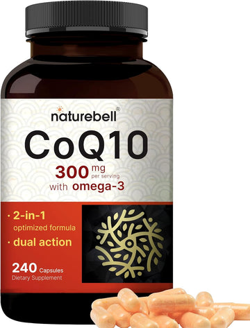 Coq10 (Ubiquinone) 300Mg With Omega 3 Fatty Acids, 240 Capsules | Stable High Absorption Form – Antioxidant Support For Heart & Energy Health – Extra Strength Coenzyme Q10 Supplement