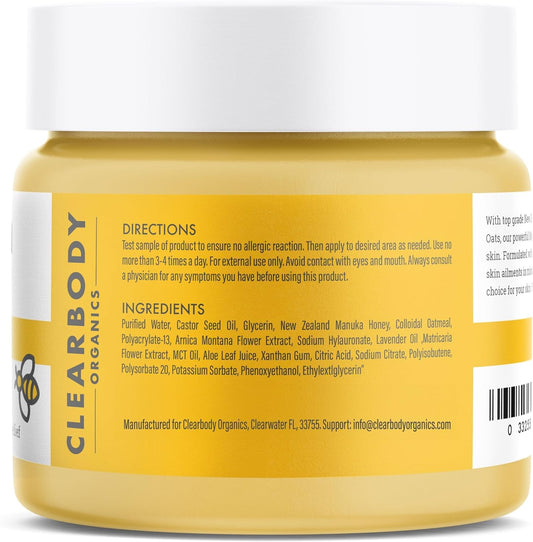 Clearbody Manuka Honey Eczema Cream Organic Honey Moisturizer For Soothing Eczema, Dry And Itchy Skin  Honey And Collodial Oatmeal Lotion For Eczema, Plant-Based Formular Cream For Eczema (2Oz)