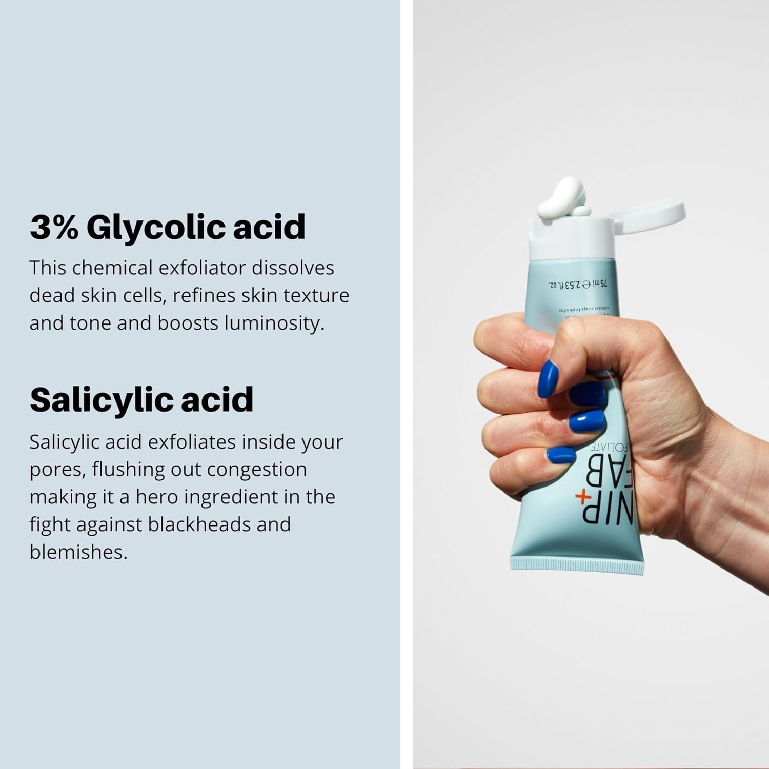 Nip + Fab Glycolic Acid Fix Face Scrub with Salicylic Acid, AHA/BHA Exfoliating Facial Cleanser Polish for Refining Pores Skin Brightening, 75 ml : Amazon.co.uk: Beauty