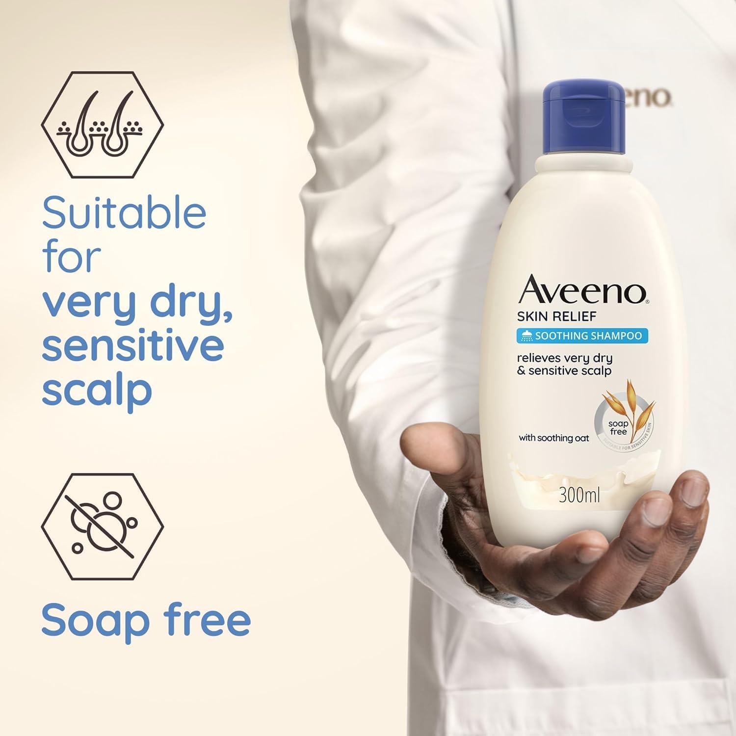 Aveeno Skin Relief Soothing Shampoo, With Soothing Oat, Suitable For very dry sensitive Scalp, Suitable for Thin & Fragile Hair, Soap Free, High Tolerance Formula, 300ml : Amazon.co.uk: Beauty