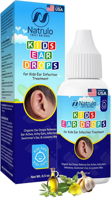 Natrulo Natural Ear Drops For Kids Ear Infection Treatment – Organic Children Ear Oil Drops Relieves Ear Aches, Itchy Ears, Infections, Swimmer'S Ear, & Loosens Wax – Kids Safe, Made In Usa