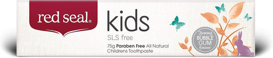 Red Seal Toothpaste For Kids Non Fluoride & No Sls Or Parabens – Mild Banana Peach Bubblegum Low Mint Flavor, Safe To Swallow Cavity Low Abrasive Remineralizing Toothpaste For Children (2 Pack)