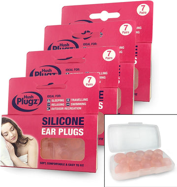 Hush 7 Pairs Plugz Silicone Earplugs - Pack Of 7 (4 Packs (28 Pairs))