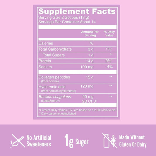 Vital Proteins Beauty Collagen Peptides Powder Supplement For Women, 120Mg Of Hyaluronic Acid - 15G Of Collagen Per Serving - Enhance Skin Elasticity And Hydration - Lavender Lemon - 9Oz Canister