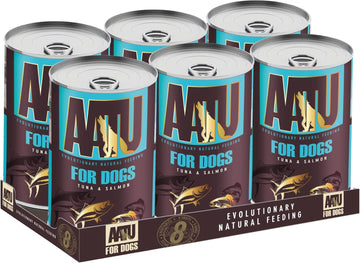 Aatu 90/10 Wet Dog Food In A Tin - Tuna & Salmon (6X400G) - Grain Free Recipe - No Artificial Ingredients - Good For Low Maintenance FeedingWats400