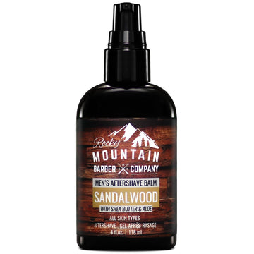 Rocky Mountain Barber Company Aftershave Balm For Men – With Sandalwood Essential Oil, Coconut Oil And Shea Butter – Applies Easily - 4 Oz