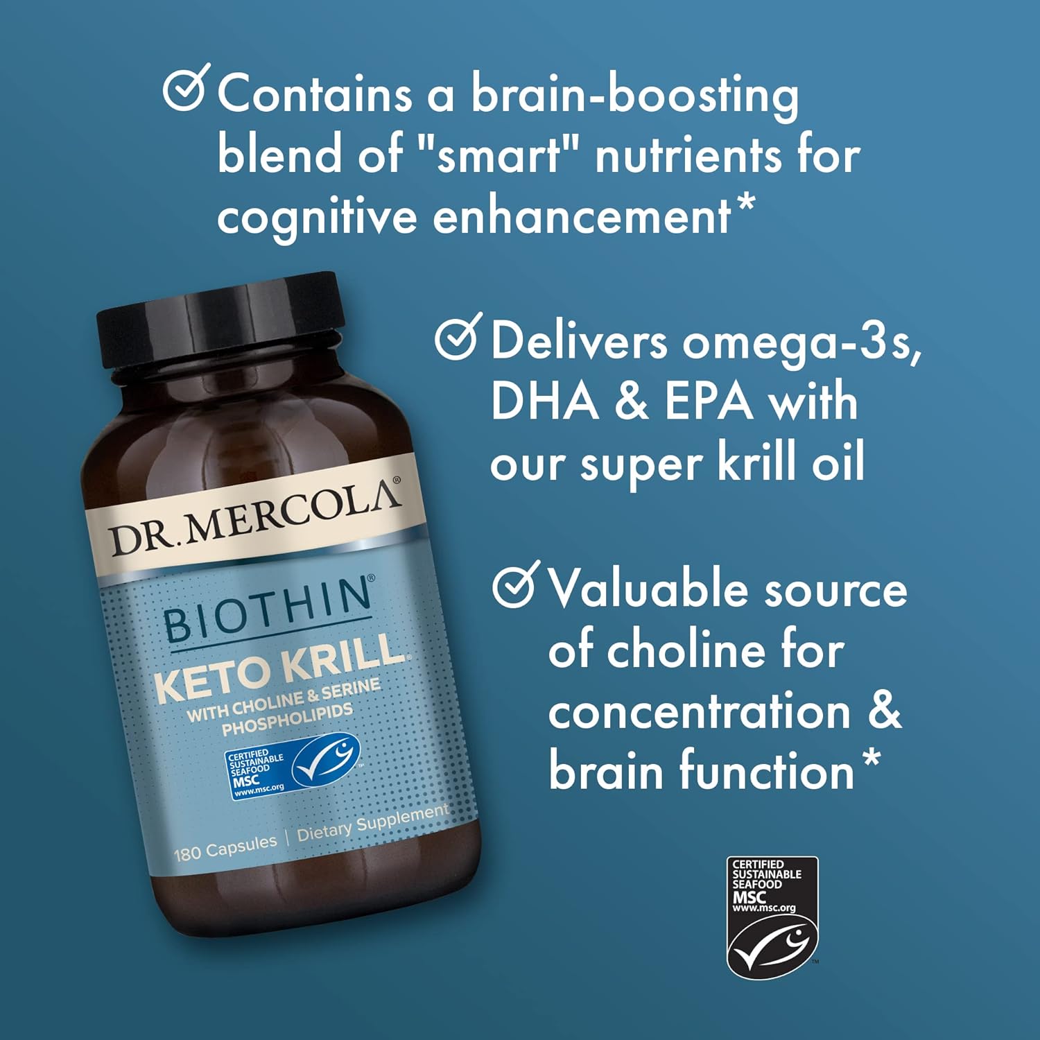 Dr. Mercola, Keto Krill Oil Supplement, 90 Servings (180 Capsules) Omega 3 Fatty Acids, MSC Certified, non GMO, Soy-Free, Gluten Free : Health & Household