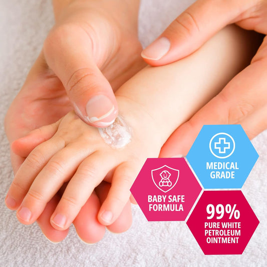 Med Pride Petroleum Jelly Tub With Fresh Scent, Skin Protectant And Moisturizer For Dry Skin, Rashes, Burns, Diaper Rash (8 Ounce Pink - Baby Clear)