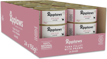 Applaws 100% Natural Wet Cat Food, Tuna Fillet With Prawn, 156G (Pack Of 24)2008Ne-A