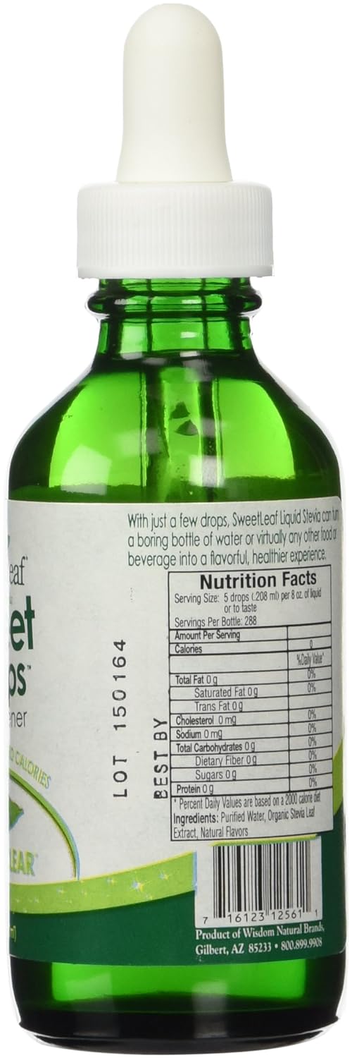 Sweetleaf Sweet Drops Stevia Clear Liquid Stevia Sweetener - Liquid Stevia Drops, Stevia Liquid Sweetener, Zero Calories, Zero Sugar, Non-Gmo, Gluten-Free, Keto Friendly - 2 Fl Oz