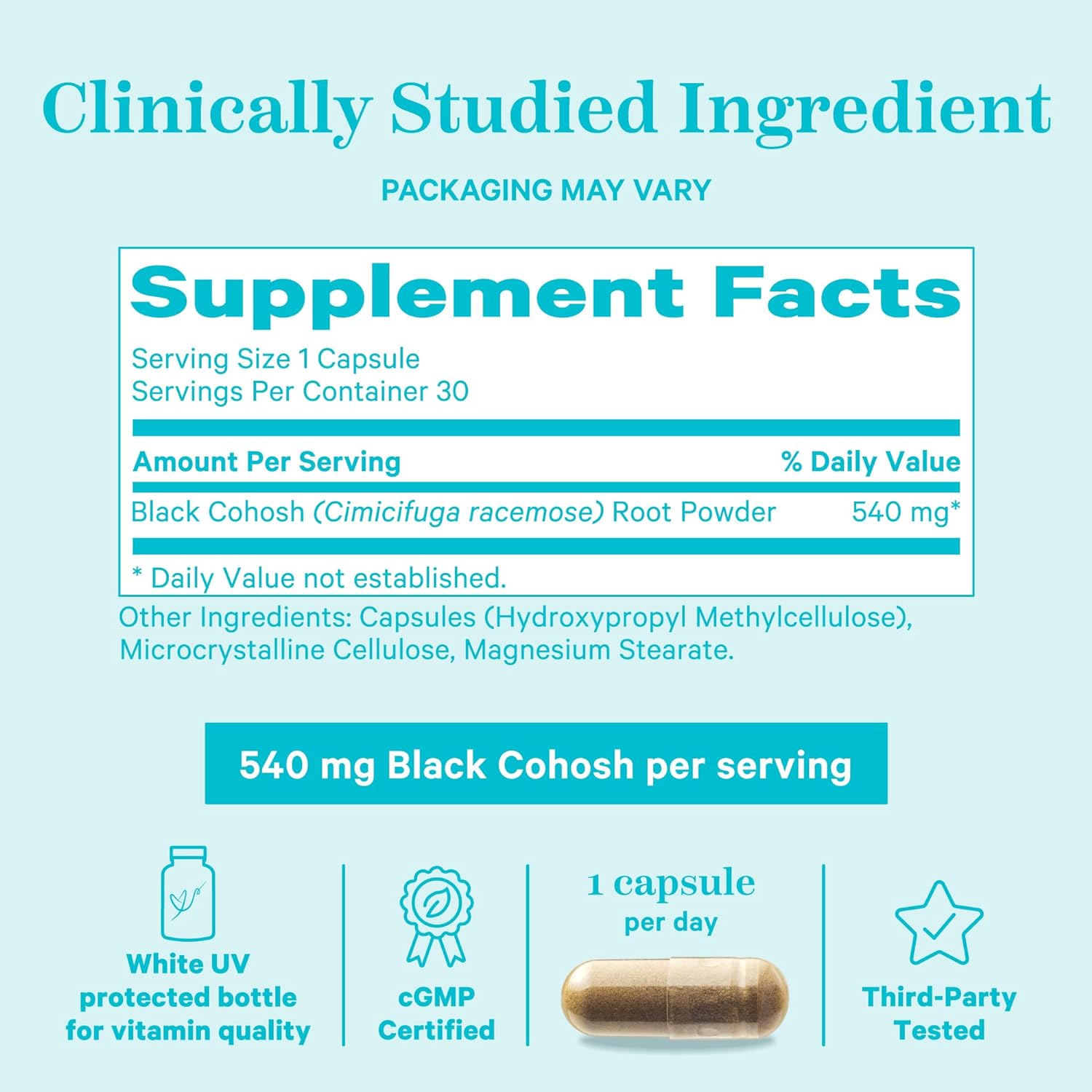 Pink Stork Black Cohosh Supplements for Women - Perimenopause & Menopause Support for Hormone Balance - Hot Flash, Night Sweat & Happy Mood Support - 30 Capsules 540 mg Pure Black Cohosh : Health & Household