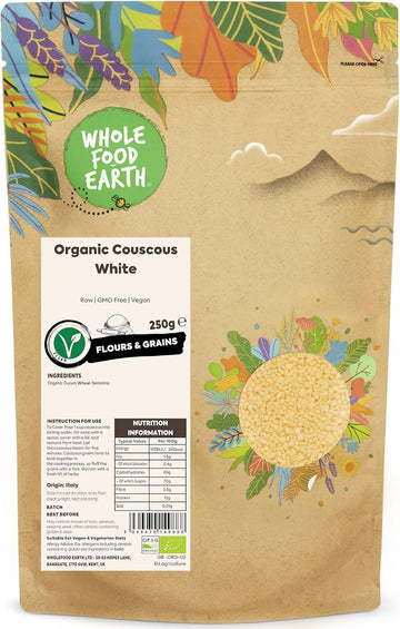 Wholefood Earth Organic Couscous White – 1 Kg | Raw | Gmo Free | Vegan | Certified Organic