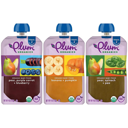 Plum Organics Stage 2 Organic Baby Food - Fruit And Veggie Variety Pack - 4 Oz Pouch (Pack Of 18) - Organic Fruit And Vegetable Baby Food Pouch