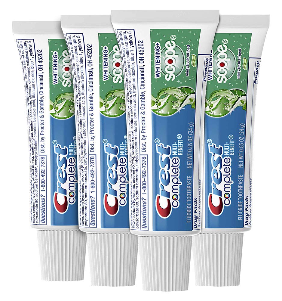 Crest Complete Whitening Scope Minty Toothpaste .85 Oz Travel Size 4 Pack : Health & Household