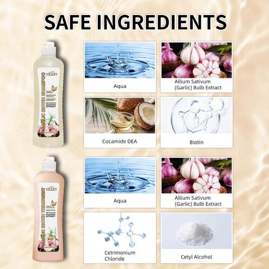 Anti Hair Loss ShampooGarlic & Keratin Shampoo And Conditioner Set – Sulfate-Free, Damaged Hair Repair & Scalp Care