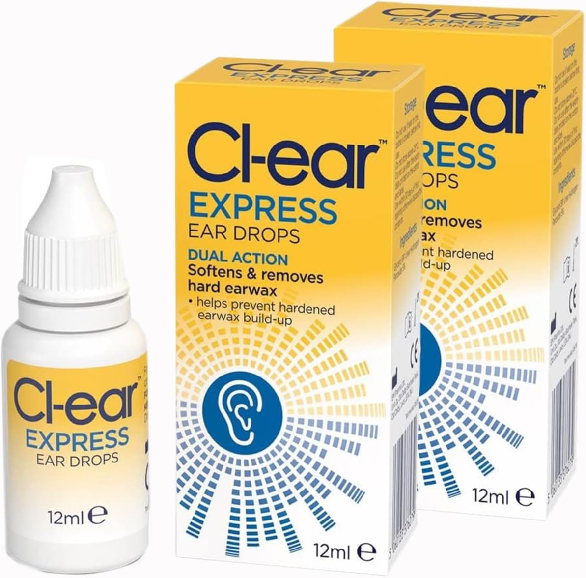 Cl-ear Express Ear Drops - Dual Action Ear Wax Removal, Softens and Breaks Up Hardened Ear Wax, Easy Squeeze Dropper, Reduces The Need for Syringing - Audiologist Recommended - 24 ml (2 Pack) : Amazon.co.uk: Health & Personal Care
