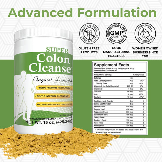 Health Plus Super Colon Cleanse Original Formula (1990-2025), 300 Capsules, 6 Cleanses - Digestive Support, Constipation Relief With Psyllium Husk And Senna Leaf