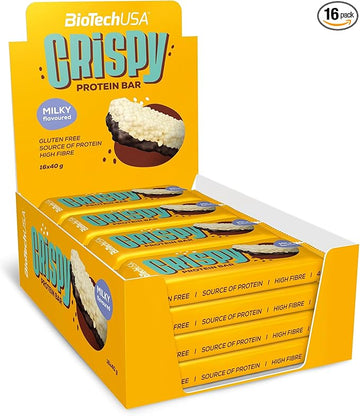 Biotechusa Crispy Protein Bar | Sweet & Crunchy | Protein-Packed Delight | On-The-Go Energy And Muscle Support, 16X40 G, Milky
