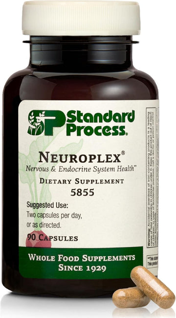 Standard Process Inc. Neuroplex - Whole Food Nervous System Supplements, Brain Health And Brain Support With Thiamin, Spanish Moss, Riboflavin, Calcium Lactate, Vitamin B6, Niacin - 90 Capsules