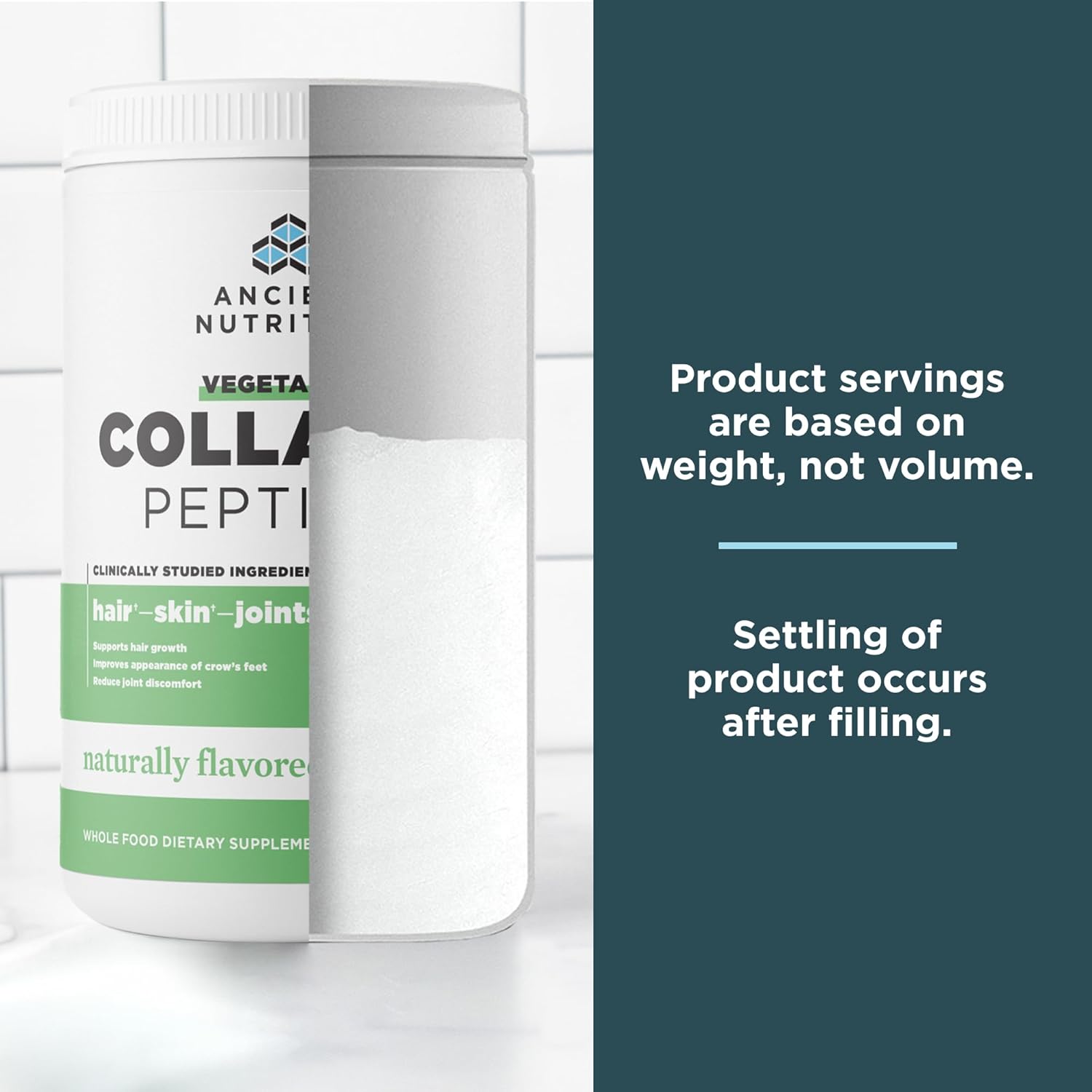 Ancient Nutrition Vegetarian Collagen Peptides, Collagen Peptides Powder, Collagen Powder with Natural Flavor, Prebiotics and Probiotics, Supports Healthy Skin, Hair, Joints, Digestion, 28 Servings : Health & Household