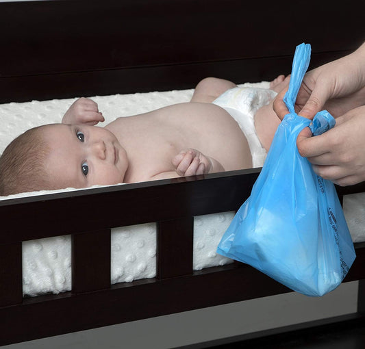 Nuby Diaper Disposal Bags For Baby - (6-Pack) 50 Count Disposable Bags - Fresh Baby Powder Scent - Blue