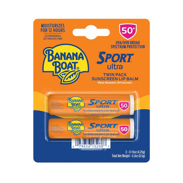 Banana Boat Spf#50+ Sport Ultra Lip Balm Twin Pack 0.15 Ounce