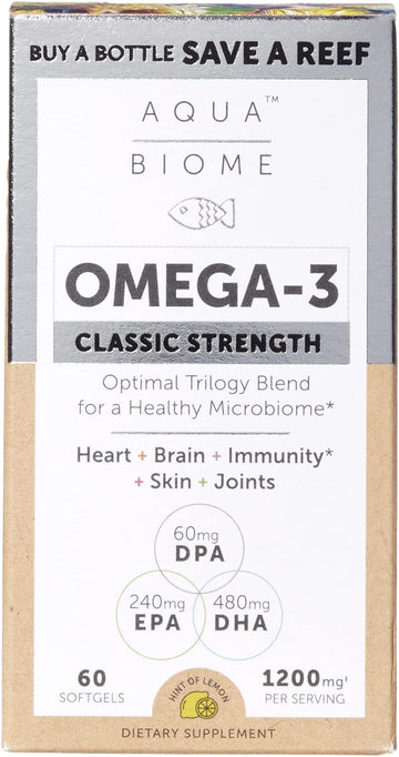 Aqua Biome by Enzymedica, Classic Strength Omega 3 Fish Oil, 60 Softgels