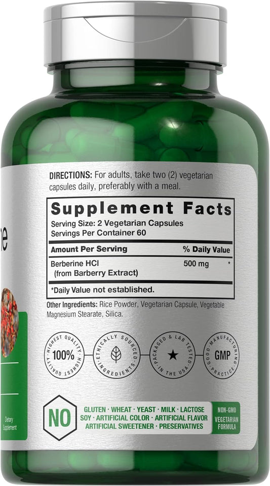 Horbaach Berberine Supplement | 120 Capsules | Berberine Hcl From Barberry Extract | Non-Gmo, Gluten Free