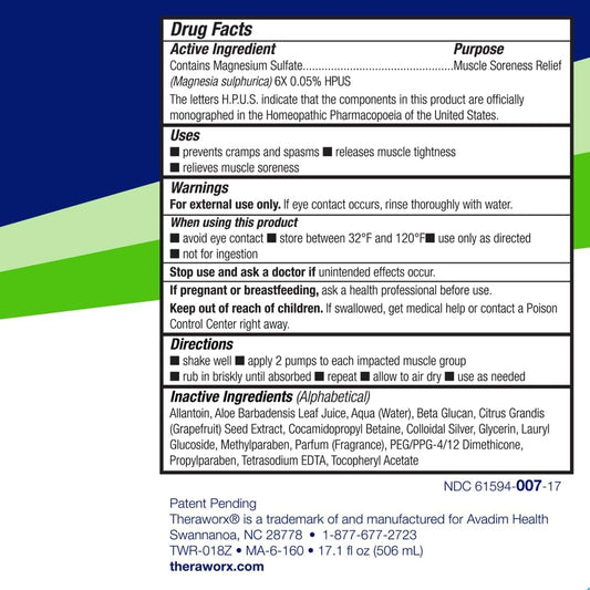 Theraworx Relief For Muscle Cramps Foam Fast-Acting Muscle Spasm, Leg Soreness And Foot Relief - 17.1 Oz - 1 Count