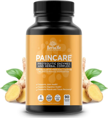 Herbame Proteolytic Enzymes Supplement With Serrapeptase - Devils Claw, 90 Capsules, Promotes Joints Relief, Muscle And Tissue Health With Lasting Mobility, Athletes Post Workout Recovery Support