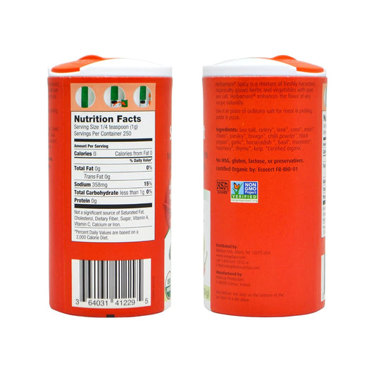 A. Vogel Herbamare Seasoned Spicy Sea Salt - Usda Organic - Seasoning Salt Infused W/ 12 Herbs - 33% Less Sodium - Non-Gmo -Gluten Free - Kosher - 8.8 Oz
