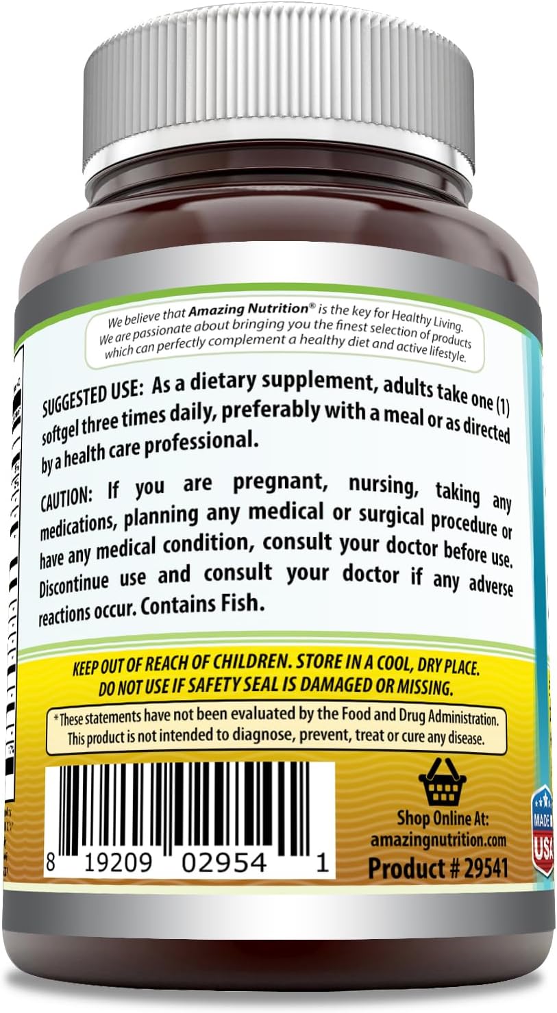 Amazing Omega 3.6.9 Supplement | 1200 Mg Per Serving | 120 Softgels | Lemon Flavor | Non-Gmo | Gluten-Free | Made In Usa : Health & Household