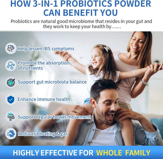 Zebora Probiotics For Adult 100 Billion Cfu With Prebiotics And Enzymes, Probiotic Powder For Women, Men, Kids, Shelf Stable Probiotic Supplement For Digestive Health