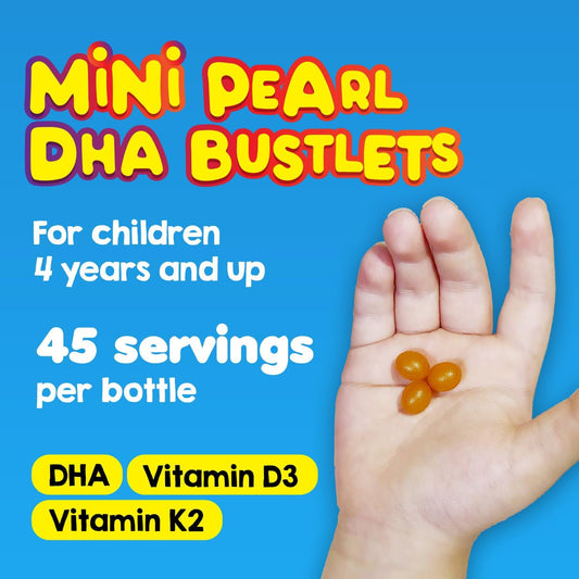 Labo Nutrition I My Kids Brain & Bones Chewable Burstlet, Gluten Free, For Stronger Bones & Behavioral Management, 76% Ultra-Concentrated Rtg Form Omega 3 Dha Fish Oil, Vitamin D3 & K2, Orange