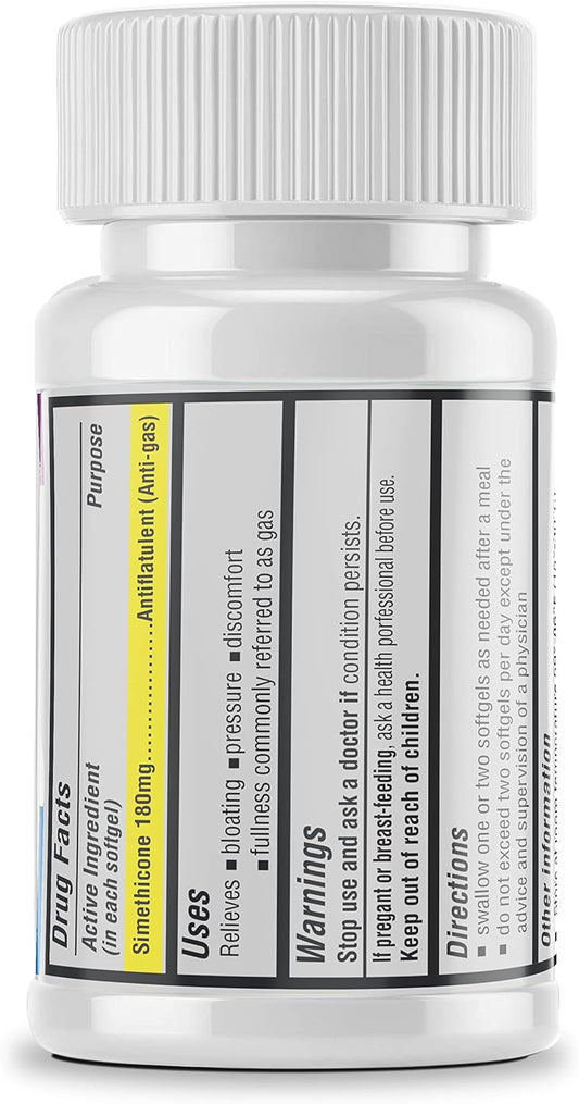 Safrel Gas Relief Softgels With Simethicone 180 Mg, 365 Count