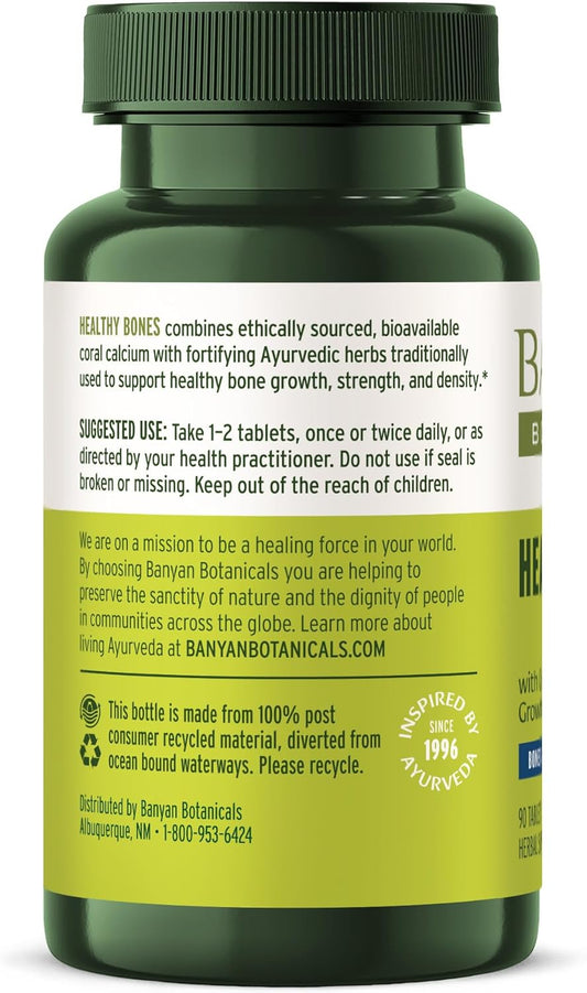Banyan Botanicals Healthy Bones  Organic Bone Health Supplement With Ethical Coral Calcium  All Natural Calcium Supplement For Healthy Bones & Joints*  90 Tablets  Non-Gmo Sustainably Sourced