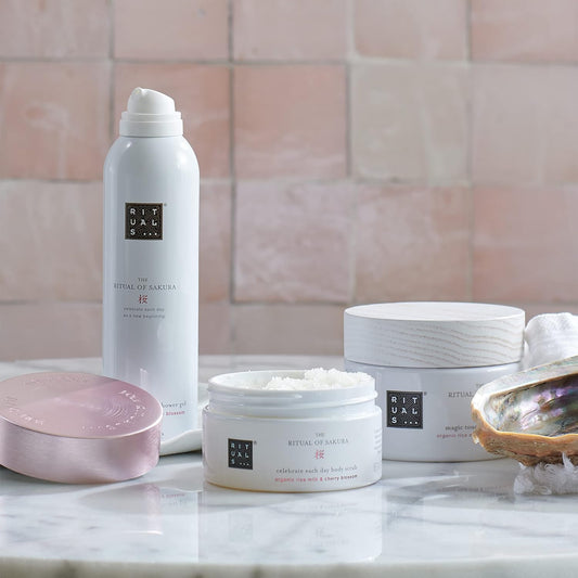 Rituals Sakura Renewing Discovery Set - Foaming Shower Gel, Body Scrub & Body Cream With Rice Milk & Cherry Blossom