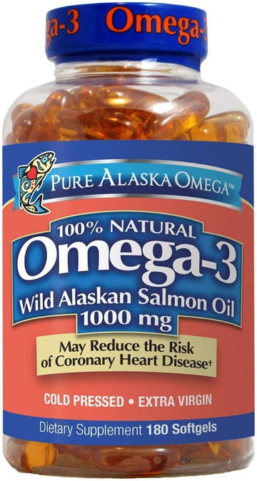 Pure Alaska Omega-3 Wild Alaskan Salmon Oil 1000Mg Softgels 180-Count