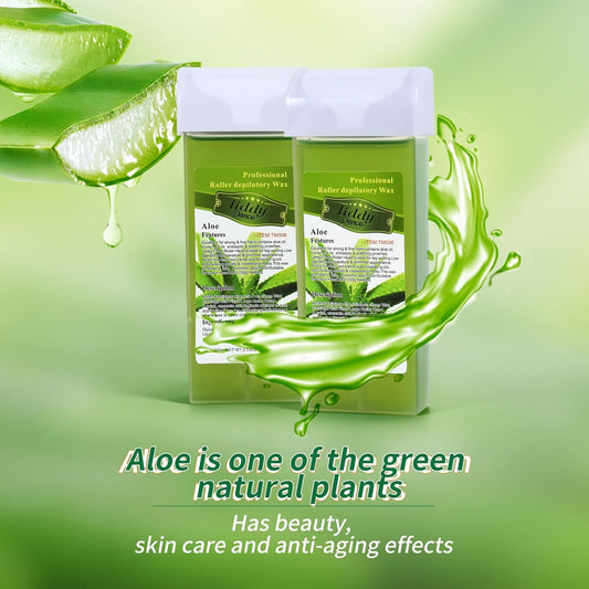 Roller Waxing Kit For Sensitive Skin Aloe Roll On Wax Cartridge Warmer For Arms Legs And Larger Areas Of The Body Hair Removal At Home Waxing Kit For Women And Men